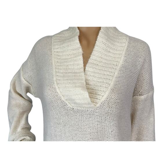 J. Crew Dolce Shawl Collar Popover Sweater Cream Mohair Wool Blend Size M - Picture 8 of 12